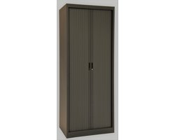Roldeurkast, jaloeziedeurkast, archiefkast, rolluikkast, kantoorkast met roldeuren, 198 x 100 x 43 cm (HxBxD) Kleur antraciet.