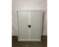 Roldeurkast, rolluikkast, archiefkast, goedkope archiefkast, stalen kantoorkast | 135x100x45 cm | Grijs