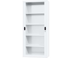 Roldeurkast, rolluikkast, archiefkast, goedkope archiefkast, stalen kantoorkast | 180x80x40 cm | Wit | BRP-102