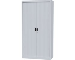 Roldeurkast, rolluikkast, archiefkast, goedkope archiefkast, stalen kantoorkast | 195x100x45 cm | Grijs | BRP-101