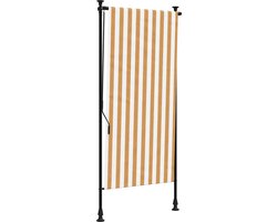 Rolgordijn | Jaloezie voor buiten 120x270 cm stof en staal oranje en wit