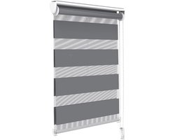 Rolgordijn Klemmfix Zonder Boren - Dubbel Rolgordijn voor Ramen en Deuren, Doorschijnend & Verduisterend, 50x150cm, Grijs - Lichtdoorlatend - Rolgordijnen