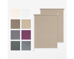 Rolgordijn Klemmfix - Zonder boren - Privacy en zonwering - Set van 2 stuks - 85 x 220 cm - Donkerbeige