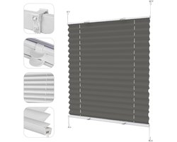 Rolgordijn, papieren jaloezieën, plissé 55 x 135 cm, Top Down Bottom Up Rolgordijnen, Plissé gordijn Geplooide jaloezie, Plissé Jaloezie Vitrage, voor raam en deuren, Lichtgrijze