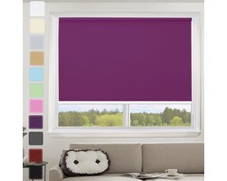 Rolgordijn zonder boren - Easyfix raambekleding - Privacy en zonwering - 100% verduisterend - 100 x 190 cm - Purper
