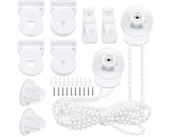 Rolgordijnsysteem - 2 set - Rolgordijnbeslag - Kralenketting - Gordijn Onderdelen - Rolgordijn reparatieset - met Wandhouders - Rolgordijnketting - voor Ø25 MM Rolgordijn Buis - met P-clips en schroeven