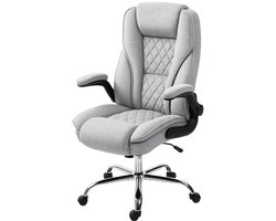 ROLIPO Ergonomische Bureaustoel – Fluwelen Bekleding met Kantelfunctie – Compact en Ruimtebesparend – Thuiswerkstoel – Grijs