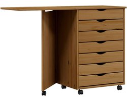 Rolkast met bureau, mos, honingbruin, massief grenen, kantooropbergkast, woonkamerkast, meubels voor de woonkamer, geschikt voor woonkamer, slaapkamer, kantoor