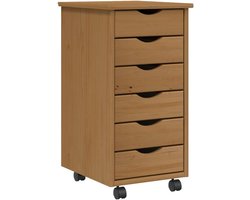 Rolkast met laden rolcontainer kantoorkast archiefkast kantoorcontainer kast kantoor moss honingbruin massief grenen