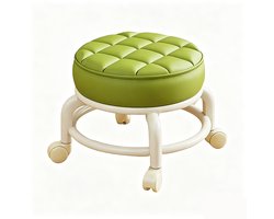 Rolkruk - Kruk - Lage kruk - Kruk op wielen - Ronde kruk - 34x34x26cm - Met 360° wielen - Zacht en comfortabel - Geschikt voor thuis, kantoor, garage, voetmassage, sportschool, autoreparatie, enz. - Groen