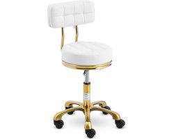 Rolkruk met rugleuning - 47 - 61 cm - 150 kg - wit / gouden - physa