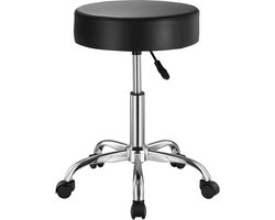 Rolkruk Met Wielen, 204 kg Belastbaar, In Hoogte Verstelbaar, Verdikt Pu-Leder, Voor Salon, Spa, Kliniek, Zwart