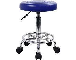 Rolkruk Werkkruk van PU leer met voetsteun in hoogte verstelbaar Blauw
