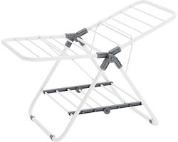 Roll over image to zoom in SONGMICS Tumble Dryer, Foldable Floor DryeSONGMICS Droger, Opvouwbare Vloerdroger met 2 Vleugels, Ruimtebesparend Metaal voor Kleine Kleding, Handdoeken, Badkamer, Balkon, 44 x 101 x 54 cm, Witte Wolk LLR504W01