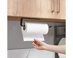 Rollenhouder - Keukenrolhouder - Zelfklevend en / of Boren - Keukenrolhouder - Papieren handdoekhouder - Keukenrolhouder Hangend - Zwart