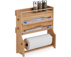 rollenhouder - voor aluminiumfolie en vershoudfolie - 40 x 40 x 11,5 cm - bamboe
