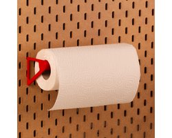 Rollenhouder voor Ikea Skadis pegboard - Rood - Universeel - Ideaal voor keukenrol, spoelen en folie