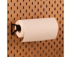 Rollenhouder voor Ikea Skadis pegboard - Zwart - Universeel - Ideaal voor keukenrol, spoelen en folie