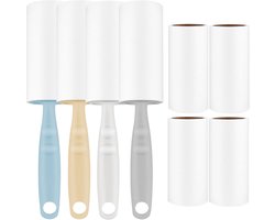 Roller 8 Rollen Pluizenroller Huisdierhaar Extra Kleverig met 4 Dispensers Pluizenroller voor Kleding Slaapbank Kattenhaar Hondenhaar en Tapijt 480 Vellen Pluizenroller Huisdierhaar Verwijderaar