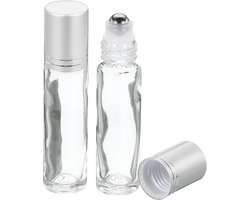 Rollerflesjes Glas 10ml Leeg 10 stuks - Roll-on, Transparant Glas Rollerflesje- RVS Bal - Helder, Zilveren Dop - Etherische Olie - Parfumrollers