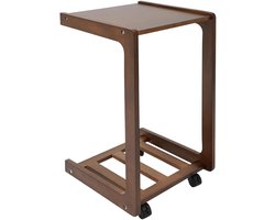 Rolling Side Table C Table - Verplaatsbaar Ontwerp met Remwielen, Als Bijzettafel - Invullen - Massief Hout