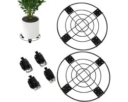 Rolplantenstandaard 2 stuks - Planten Trolley - Potten Verplaatsen - Zwaar Materiaal - 33 cm Diameter - Zwart