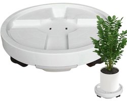 Rolplantenstandaard Met Wielen - Plantenwagen Onderzetter - Planten Verplaatsen - Stevig PP Materiaal - 30-36 cm Diameter - Zwart