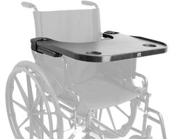 Rolstoel Tafel - Dienblad met bekerhouder - Eten en lezen - Afneembaar en universeel - 58 x 52.5 cm - Zwart