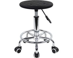 Rolstoel van PU-schuim Antistatische kruk met voetensteun Hoogte verstelbaar Draaibaar zwart