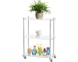 Roltafel Acryl - Opbergrek Mobiel - Ruimte Organiseren - Drie Niveaus - 68 x 40 x 24 cm - Transparant