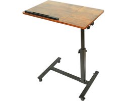 roltafel, computertafel, werkplek, rolbank, laptopbank, inklapbaar, met 4 wielen, 60 x 34,5 x 58/90 cm (kersengeel)