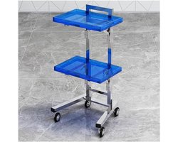 Roltafel met wielen - Opbergwagen dienblad - Hulp bij werk - Opvouwbaar ontwerp - 40x30x86 cm - Blauw
