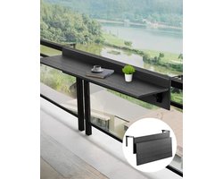 Rolu Balkontafel – Balkontafel Hangend – 80 × 45 × 24 CM - Opklapbaar – Weersbestendig – Geschikt Voor Verschillende Relingen – 22 KG Draagvermogen