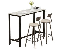 Rolu Bartafel – Bartafel Marmer Steen – 120 x 40 x 105 CM – Bartafels – Bartafel Keuken - Metaal
