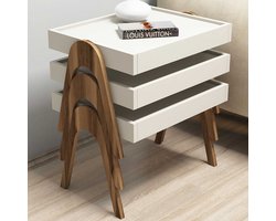 Roma Bijzettafel (3 stuks) | 100% MELAMINE | Walnoot, crème - Asir Group - Bijzettafel - Bruin; Beige - Spaanplaat