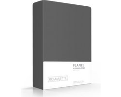 Romanette 2-Pack warme flanel kussenslopen - 65x65 - antraciet