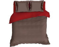 Romanette Comtesse Dekbedovertrek - Tweepersoons - 200x200/220 cm - Bruin/Rood