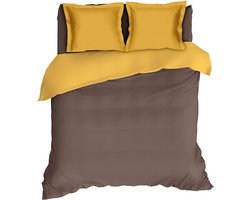 Romanette Comtesse - Flanel - Dekbedovertrek - Lits-jumeaux - 240x200/220 cm + 2 kussenslopen 60x70 cm - Bruin/Oker