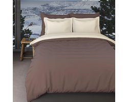 Romanette Comtesse flanel dekbedovertrek Taupe/ Ivoor 1-persoons (140x200/220 cm + 1 sloop)