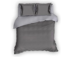 Romanette Comtesse - Flanel - Dekbedovertrek - Tweepersoons - 200x200/220 cm + 2 kussenslopen 60x70 cm - Antraciet/zilver