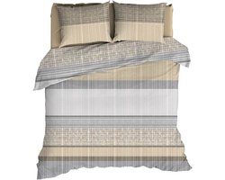 Romanette Cortina Dekbedovertrek - Extra breed - 260x200/220 cm - Beige/Grijs