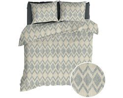 Romanette Dekbedovertrek - Beige Antra Ruiten Katoen - B 240 x L 200 cm/B 240 x L 220 cm - Lits-jumeaux - 14370-240 x 200-220 cm
