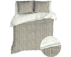Romanette Dekbedovertrek - Grey Print Flanel - B 240 x L 200 cm/B 240 x L 220 cm - Lits-jumeaux Omkeerbaar - 13246-B 240 x L 200/220 cm