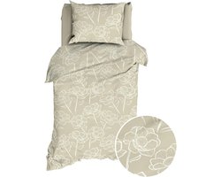 Romanette Dekbedovertrek - Oyster Bloemen Katoen - B 140 x L 200 cm/B 140 x L 220 cm - 1-persoons - 02688-B 140 x L 200/220 cm