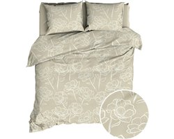 Romanette Dekbedovertrek - Oyster Bloemen Katoen - B 200 x L 200 cm/B 200 x L 220 cm - 2-persoons - 02689-B 200 x L 200/220 cm