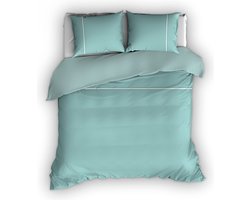 Romanette Duchesse - Flanel - Dekbedovertrek - Lits-jumeaux - 240x020/220 cm + 2 kussenslopen 60x70 cm - Mistygreen/wit
