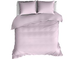 Romanette Duchesse flanel dekbedovertrek - Roze/wit - 2-persoons (200x200/220 cm + 2 slopen)