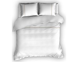Romanette Duchesse flanel dekbedovertrek - Wit/Sand - 1-persoons (140x200/220 cm + 1 sloop)