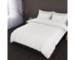 Romanette Duchesse flanel dekbedovertrek - Wit/Sand - Lits-jumeaux (270x200/220 cm + 2 slopen)