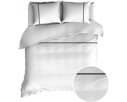 Romanette Duchesse flanel dekbedovertrek - Wit/Zwart - Lits-jumeaux (240x200/220 cm + 2 slopen)